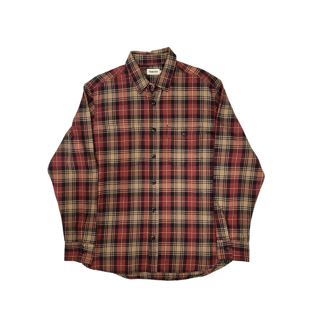 Taylor Stitch The Moto Shirt Cardinal Plaid Men’s 44 XL Red Flannel Organic